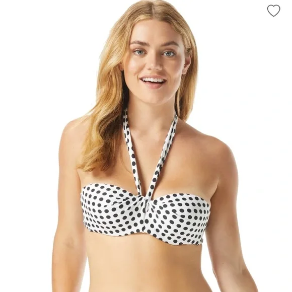 NWOT Coco Reef black and white polka dot 5-way convertible bikini top - Picture 2 of 10